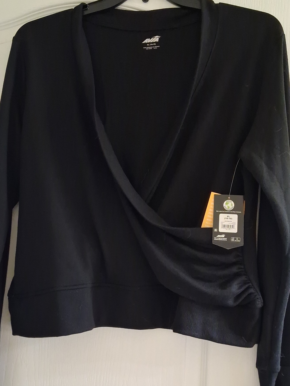 Avia Black Draped Wrap Pullover